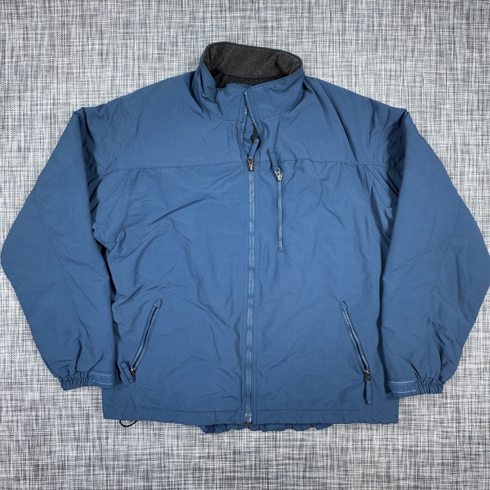 Duluth Trading Co Mens XL Grab Jacket Blue Nylon Fleece Lined Full Zip Workwear